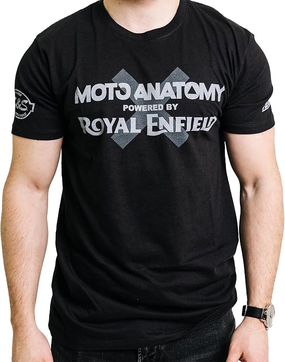 Royal Enfield Moto Anatomy Mens Crew Neck T-Shirt Athletic Heather Stylish Biker Tee Comfortable Motorcycle Riding Apparel
