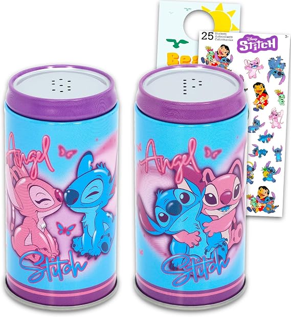 Stitch and Angel Kitchen Decor - Disney Kitchen Accessories Bundle with Salt and Pepper Shakers Plus Stickers, More | Stitch Home Accessories Set.