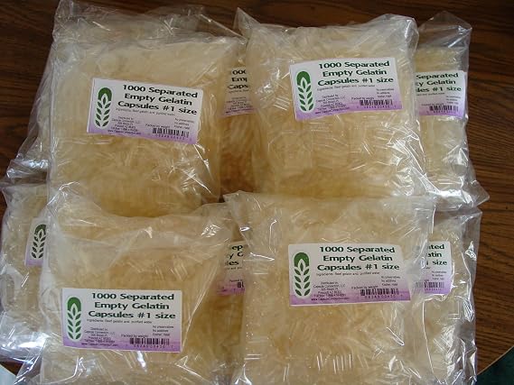 Capsule Connection 10,000 Separated Empty Gelatin Capsules, Size #1 - Bulk Wholesale