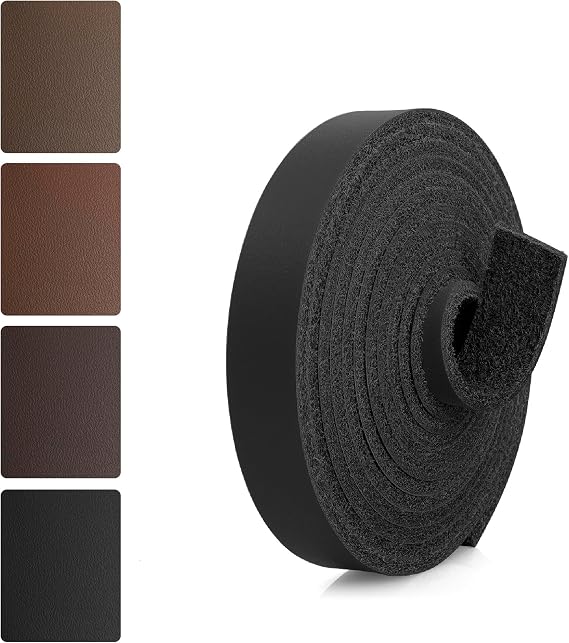 Top Grain Leather Strips 2mm Thick, 72" Long Premium Real Leather Straps for Crafts, Sleek Genuine Leather Cord for Shelving, Bag Straps, Belt Blanks, Drawer Pulls (Black, 1/2''x72'')