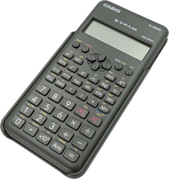 Casio FX-82MS-2-S-MH 240 Function Scientific Calculator with 2 Line Display, Black, Med