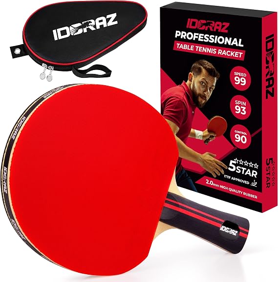 Professional Ping Pong Paddle with ITTF Rubber and Carrying Case