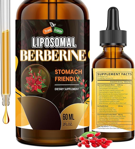 Liposomal Berberine Supplement, 3000 mg Berberine Complex Drops, 60 mL