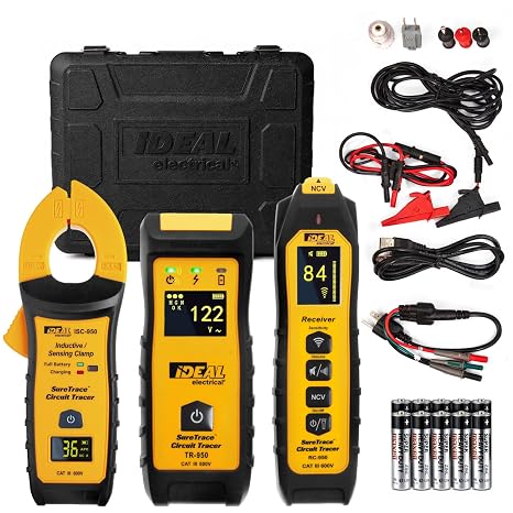 Ideal Electrical SureTrace Pro Circuit Tracer (61-950) 0-600 Volts AC/DC with Built-in Continuity Test, Amperage and Voltage Measurement, Receptacle Testing, Circuit Breaker Finder