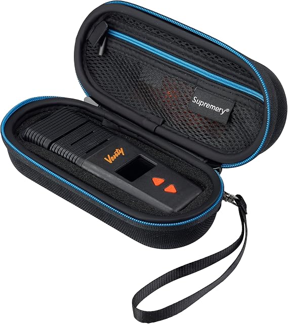 VENTY Vaporiser Case, Hard Shell, Black-blue, With Mesh Pocket, Zipper Closure, Strap Handle