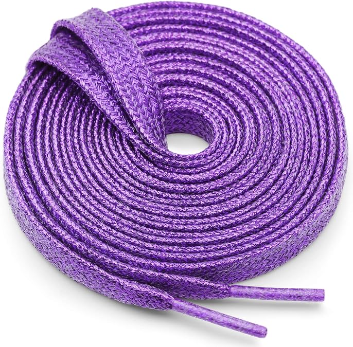 Flat Glitter Shoe Laces: 2 Pairs Metallic Shiny Sneaker Shoelaces