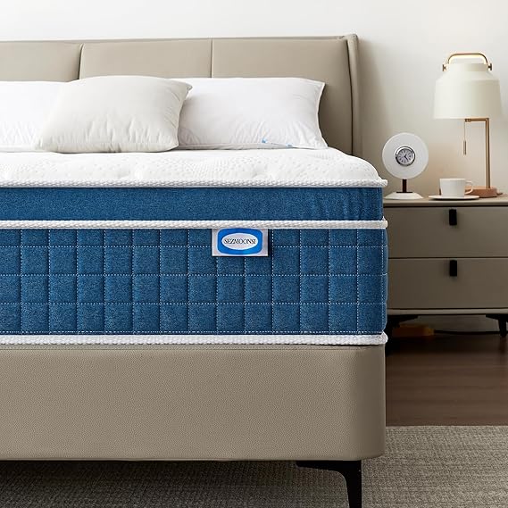 SEZMOONSI 3FT Single Mattress, 10.6 Inch Medium Firm Hybrid Mattress with Gel Memory Foam & Pocket Springs, Orthopaedic Support Single Mattresses for Back Pain Relief, 90x190x27cm