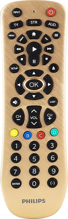 Philips Universal Remote Control Replacement for Samsung, Vizio, LG, Sony, Sharp, Roku, Apple TV, RCA, Panasonic, Smart TVs, Streaming Players, Blu-ray, DVD, Simple Setup, 3 Device, Gold, SRP3219G/27