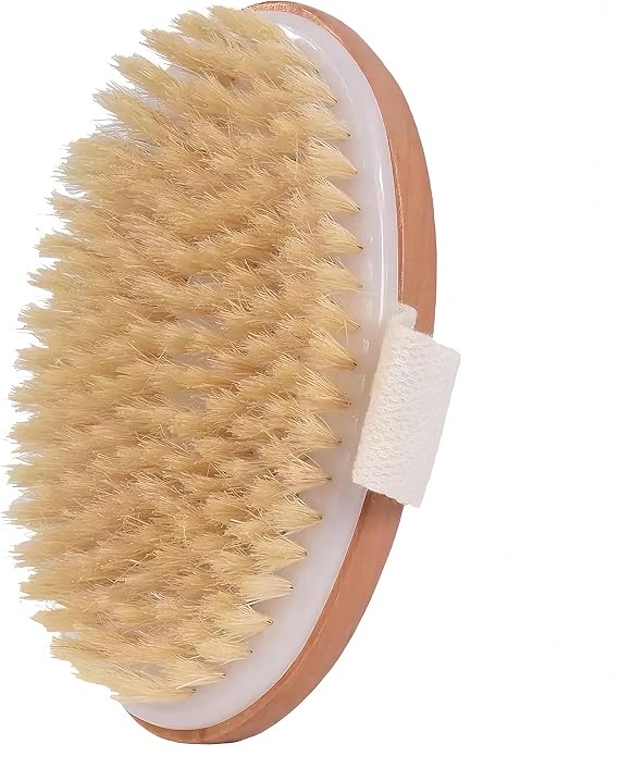 Dry Brushing,Natural Bristle Body Brush,Exfoliating Bath Brush | Body Scrub Brush For Supports Lymphatic Drainage, Blood Circulation, Smoother Skin, Cellulite Care, Pore Cleansing