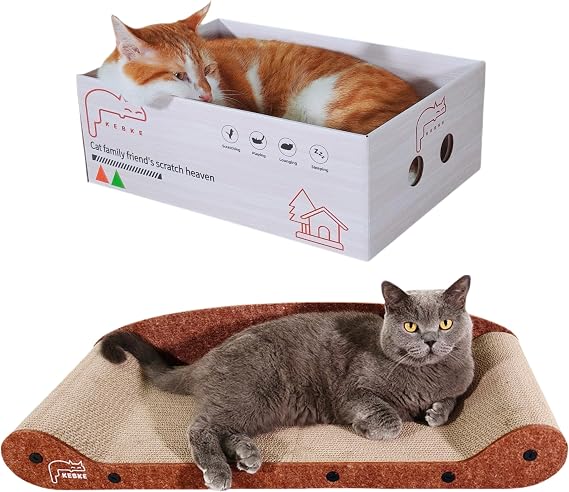 Cat Scratcher Medium Sofa Bed Scratcher & Scratcher Box Corrugated Cardboard Furniture Protection for Indoor Cats