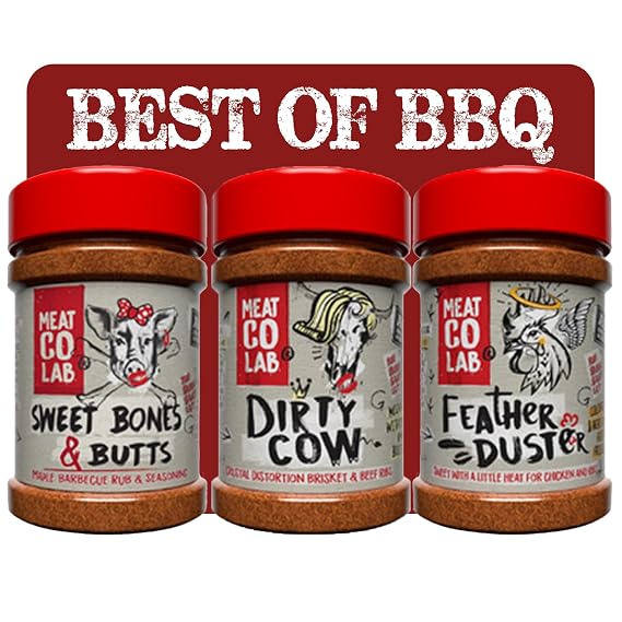Angus & Oink | Best of BBQ Bundle | Ultimate BBQ Rubs and Seasonings for Brisket, Ribs, Chicken & More | Meat Marinades & BBQ Rub Gift Set | Feather Duster, Dirty Cow & Sweet Bones & Butts Rub