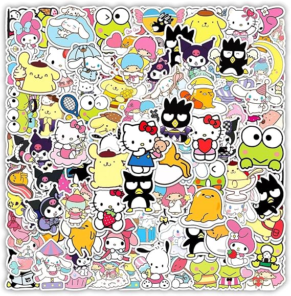 101 Pcs Cute Stickers Set, Waterproof Vinyl Anime Stickers, Aesthetic Kawaii Decals for Laptop, Cars, Phone, Water Bottle, Skateboard, Suitcase, Guitar, Pad