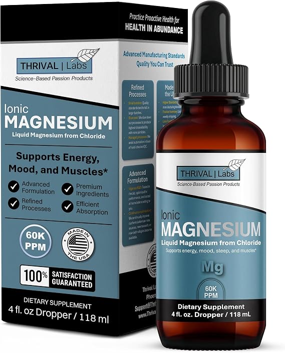 Liquid Ionic Magnesium High-Absorption Magnesium Supplement to Support Restful Sleep, Calm Mood, Muscle Relaxation, Steady Energy, Metabolism & Digestive Comfort 4 fl oz