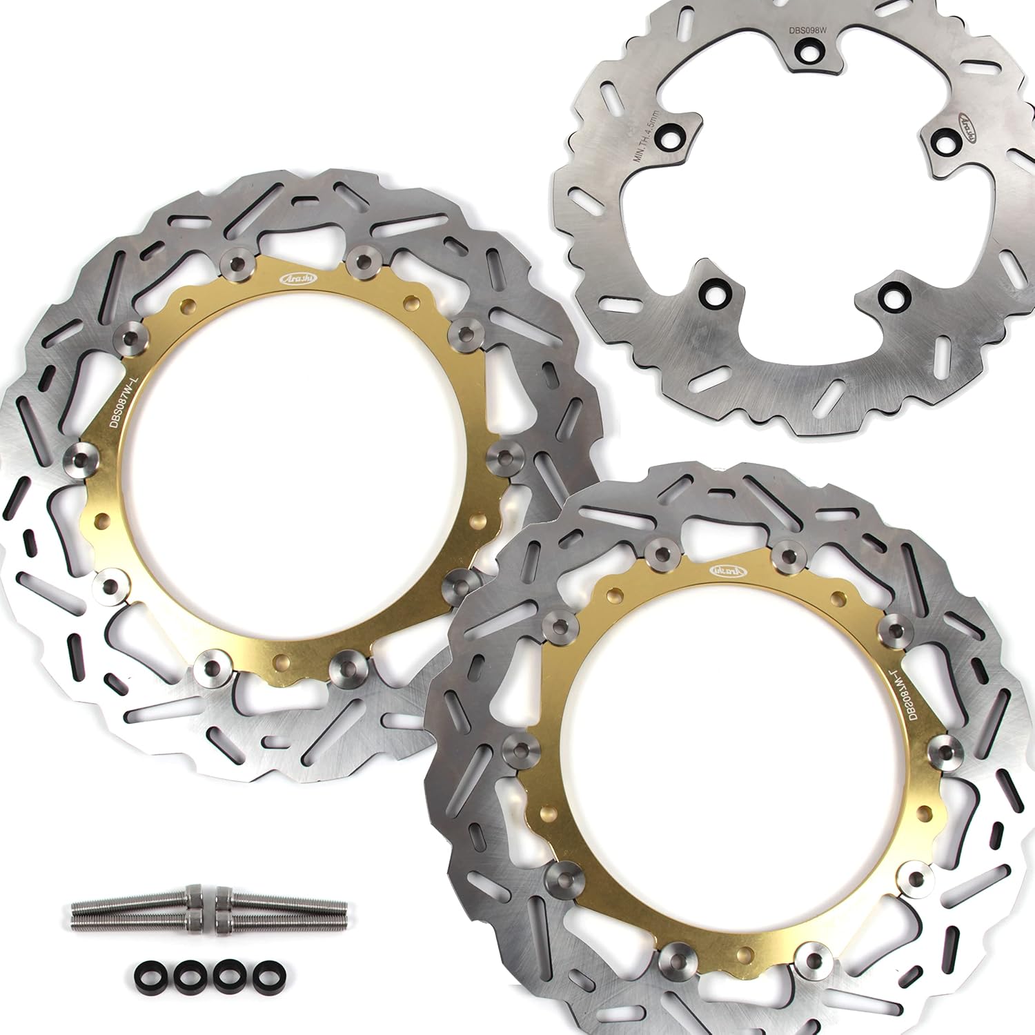 Arashi Front Rear Brake Disc Rotors for BMW R1200GS 2013-2018 ABS 2014-2018  R1250GS 2019-2022 Adventure Motorcycle Replacement Accessories R 1200 1250 GS GS1200 GS1250 Gold 2015 2016 2017 18 19 20