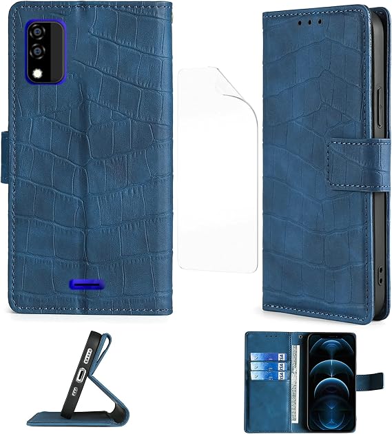 BLU C5 MAX Case Flip Stand Compatible for BLU Studio X5 MAX 2022 5.7" Phone Case Blue