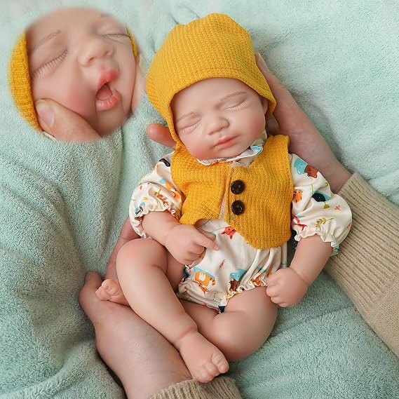 11.8in Reborn Baby Dolls Silicone Full Body Girl Open Mouth Doll