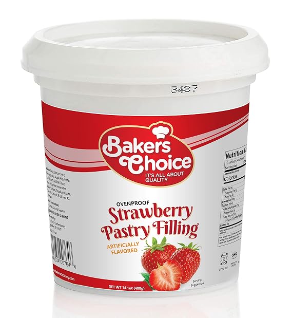 Strawberry Jam - 14 oz. - Premium Pastry Filling and Fruit Spread - Oven Proof Strawberry Jelly Jams and Preserves for Baking, and Spreading - Dairy Free, Kosher - By Bakers Choice