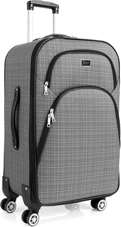 Louisiana Polo Large Size 4 Wheel Fabric Suitcase Gray 1081