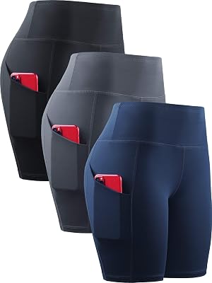 NELEUS Womens 3 Pack Athletic Shorts for Biker Running Workout with Pocket