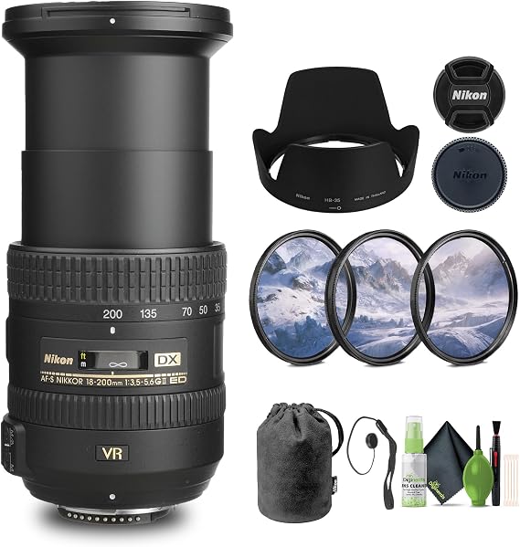 Nikon AF-S DX NIKKOR 18-200mm f/3.5-5.6G ED VR II Lens (2192) + Filter Kit + Cap Keeper + Cleaning Kit | For Photography & Video + Cleaning Kit + Filter Kit + Cap Keeper