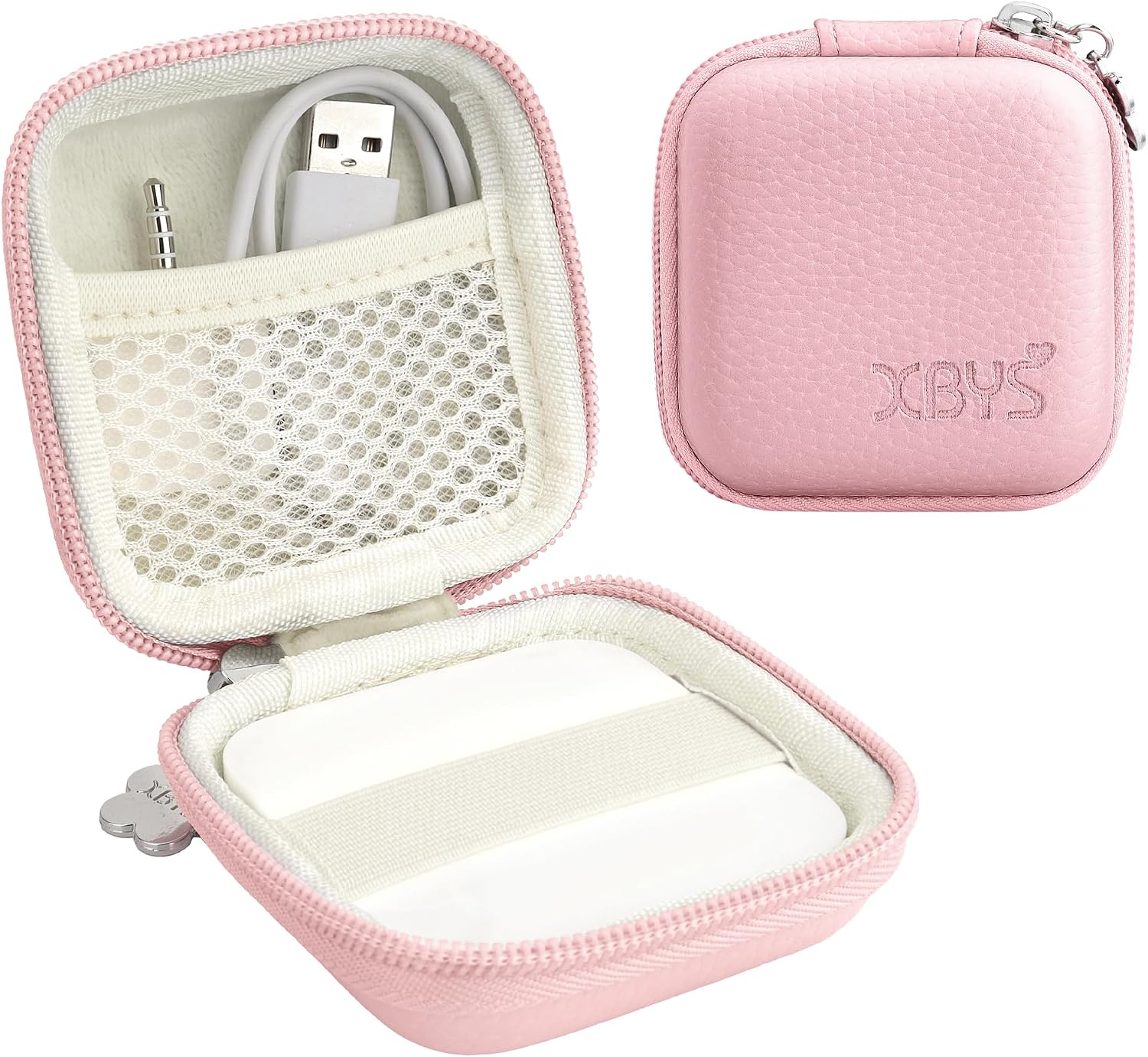 Card Reader Case for Square Contactless & Chip Reader 1st2nd Gen, Mini Hard Shell Carrying Bag, Fits Credit Card Scanner, USB Cables & Small Accessories Pink