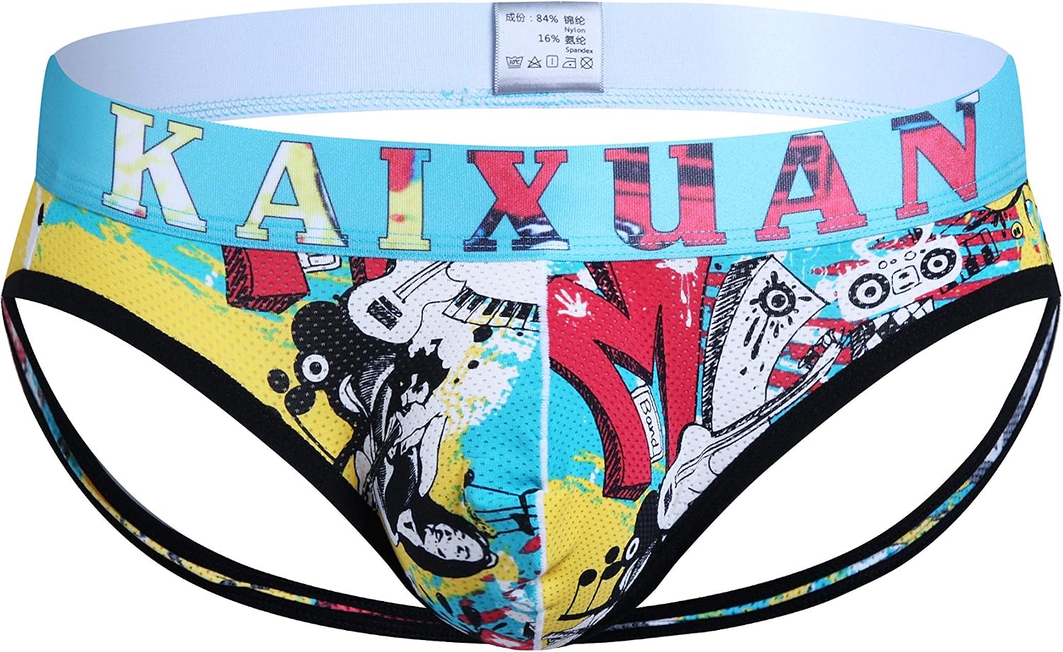 ARCITON Mens Low Rise Soft Bulge Thong Stylish Striped Pattern Mens T-Back Underwear LargeWaist: 29- 32 Crazy Music