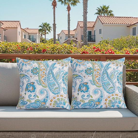 BUPPLEE Outdoor Throw Pillows Waterproof 1616 Inch with Insert, Decorative Toss Pillows Set of 2, Rain-Proof, Fade Resistant for Patio Furniture, Sofa, Couch, Garden