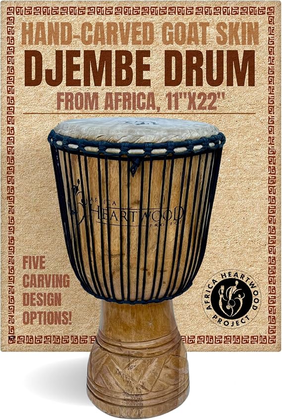 Hand-carved Djembe Drum From Africa - 11"x22" Classical Heartwood Djembe (Adi-Daas Carving)