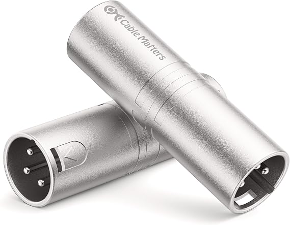 Cable Matters 2-Pack XLR to XLR Gender Changer Adapter, Male to Male | M-M, Balanced XLR Male to Male Coupler, Metal Housing, Gold-Plated Contacts