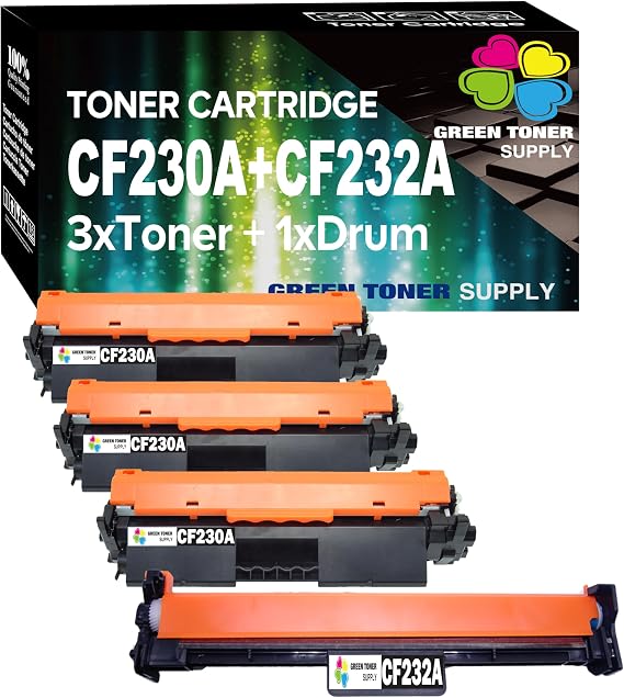 (4 Pack) 30A| 32A Compatible CF230A Toner Cartridge 3xblack Plus CF232A Drum 1xdrum Used for HP Laser-Jet Pro MFP M203 M227 M203dw M203d M203dn M227fdw M227fdn M227sdn Printer