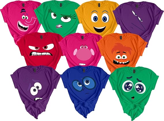 Custom Inside Our Feeling 2 Characters Out Costumes Emotional Shirt Design Custom Tees, Funny Characters Black
