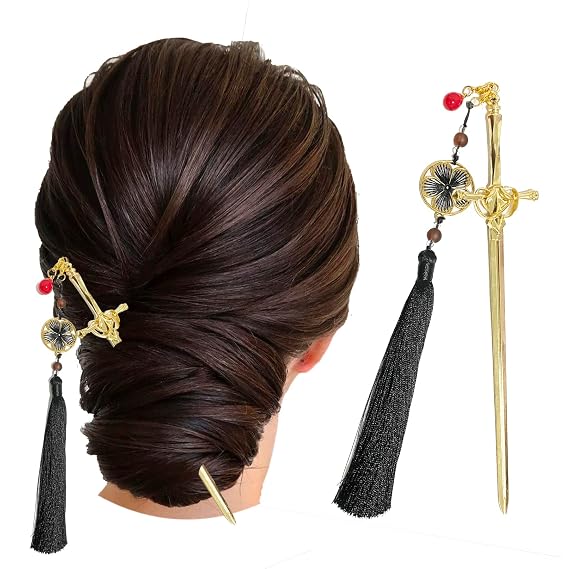2Pcs Hair Sticks Hair Buns Accessories Chopstick Hairpin Vintage Hair Styling Chignon Pins for Women Girls (HP-J-BL)