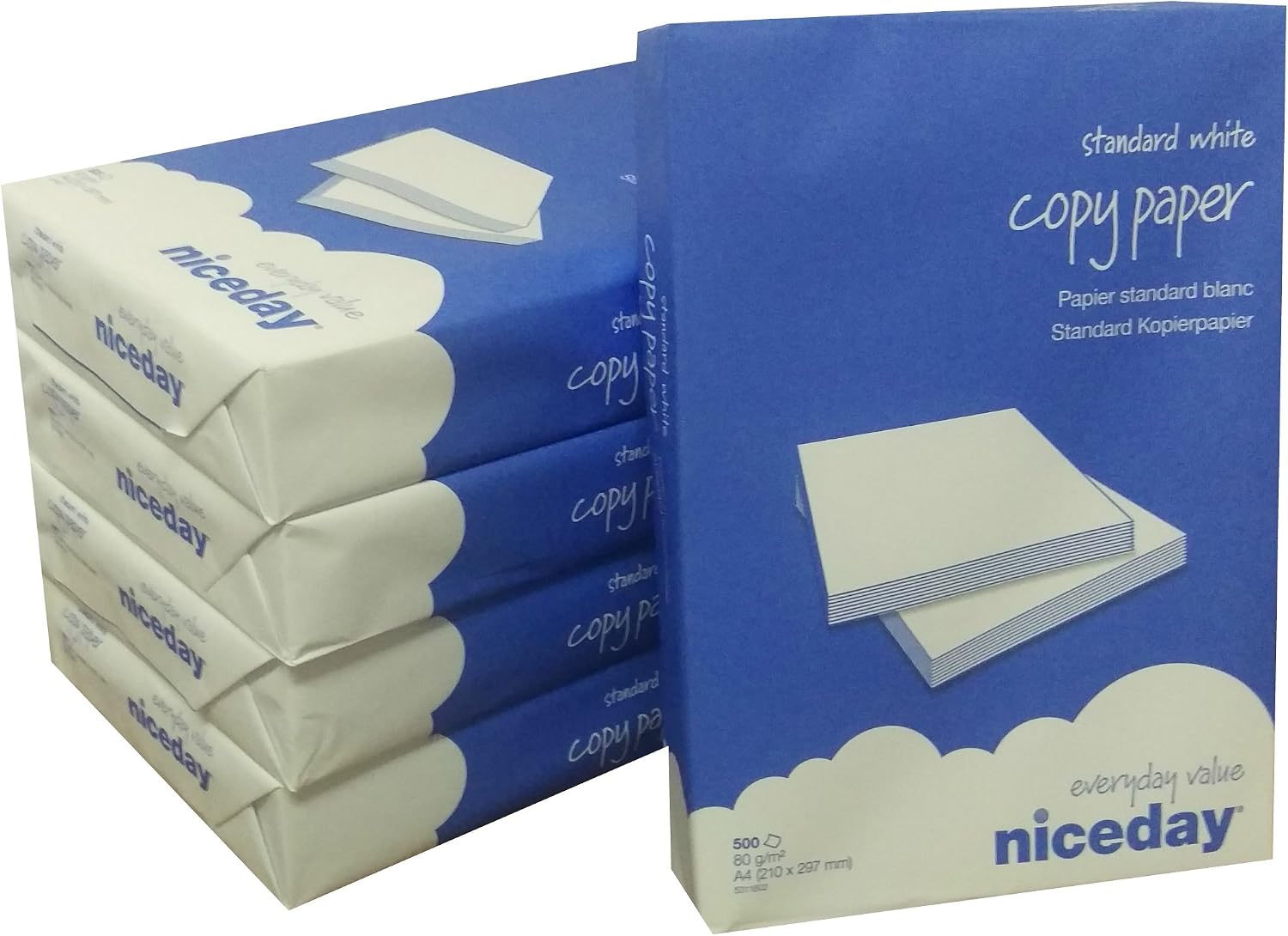 Niceday A4 80gsm White Copier Printer Paper 500 Sheets Ream-Wrapped - 1 Box containing 5 Reams of 500 Sheets