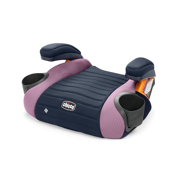Chicco GoFit ClearTex Backless Booster Car Seat, Portable, No Latch | Ages 4+, 40-110 lbs, 44-57in tall, Orchid, ErgoBoost foam padding, flame retardant-free, GREENGUARD Gold, carry handle