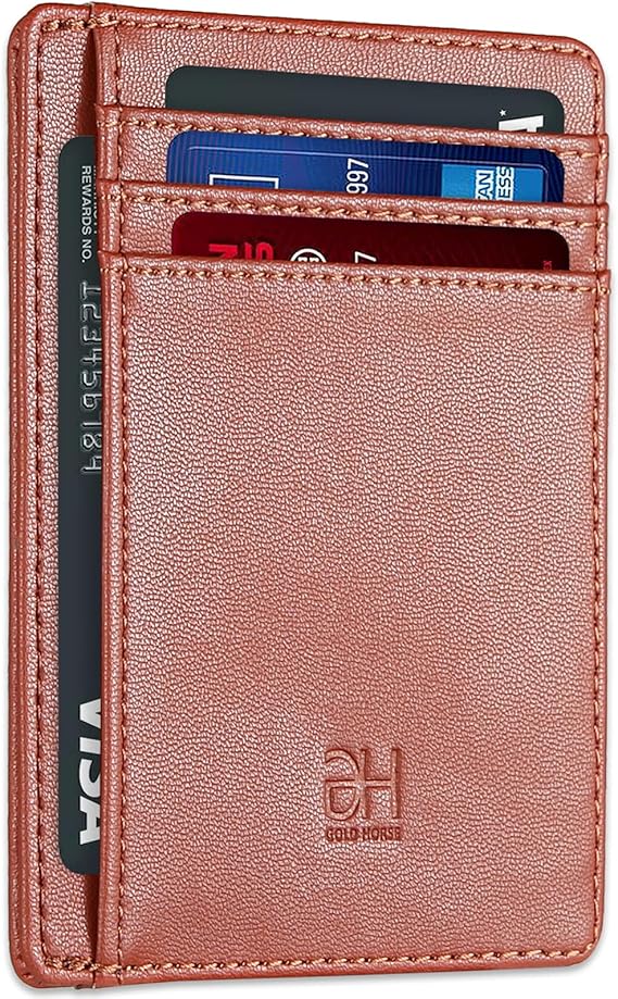 GH GOLD HORSE Slim RFID Blocking Card Holder Minimalist Leather Front Pocket Wallet for Women | Slim