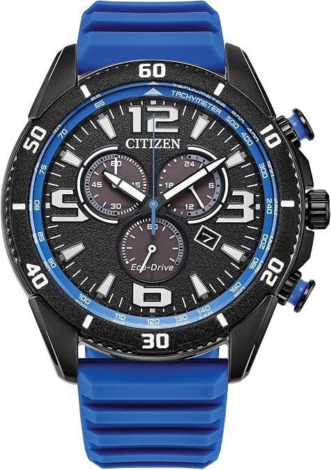CITIZEN Men's Eco-Drive Sport Casual Brycen Watch, Blue Silicone Strap, Chronograph (Model: AT2586-05E)