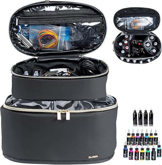 Tattoo Kit Organizer - Portable Case for 30 Bottles - Black, BAG ONLY
