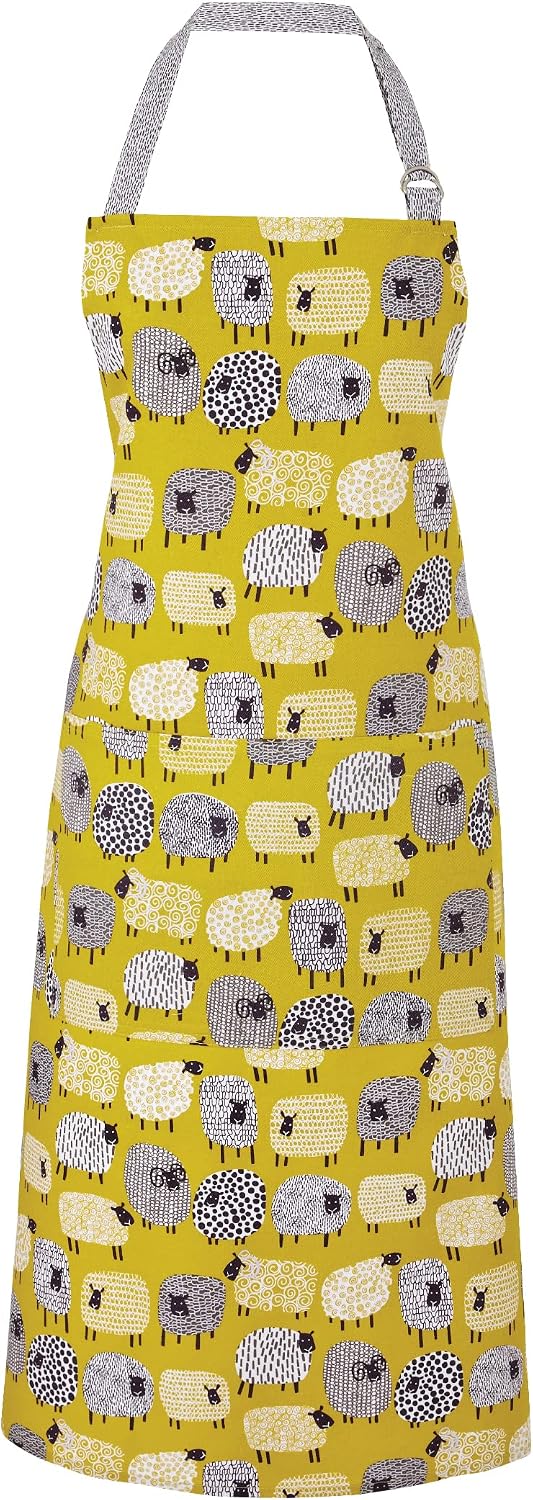 Ulster Weavers Dotty Sheep Cotton Apron - With Cute Animal Hand Drawn Design, Yellow - For Kitchen and Barbecue - Cooking Gifts for Bakers & Chefs - Homeware & Kitchenware Range