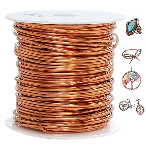 65.6 Feet Tarnish Resistant Copper Wires 16 Gauge Jewelry Craft Wire | Electroculture Gardening Copper Wire Bare Craft Wire for Gardening Growing Plants Jewelry Making Wire Wrapping and Crafting