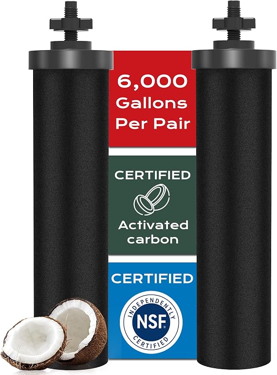 NSF/ANSI 42&372 Certified Water Filter,Gravity Water Filter Replacement for Berkey BB9-2 Black Purification Elements and Berkey Gravity Filter System, 2 Pack