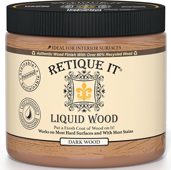 Retique It New and Improved Formula Liquid Wood Coatings - Stainable Primer - Paint It Then Stain it (Dark Wood, Medium)