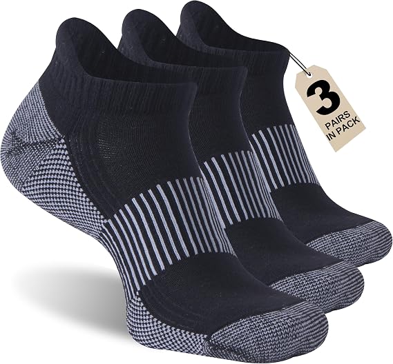 Copper Socks, DSource Unisex Cushioned Sole Arch Support Athletic Running Ankle/Crew Socks 3/6 Pairs…