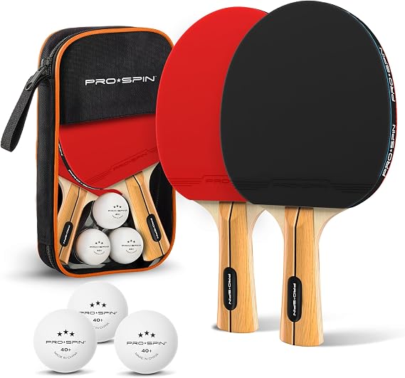 PRO-SPIN Ping Pong Paddles - High-Performance Set with Premium Table Tennis Rackets, 3-Star Ping Pong Balls, Compact Storage Case | Professional Quality Ping Pong Paddle Set | Indoor & Outdoor Games