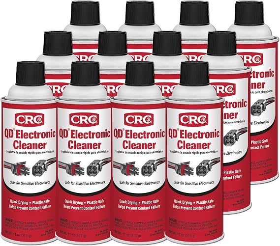 CRC 05103-Case 5103 Quick Dry Electronic Cleaner, 11 oz, 12 Pack | Residue-Free, Non-Conductive, Safe on Plastics and PVC, Works on Contacts and Relay Switches