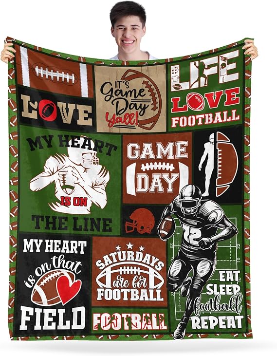 Football Blanket Football Gifts for Boys Men Sports Footballs Flannel Fleece Blanket Footballs Lover Gifts Soft Cozy Throw Blanket Team Gift for Teens Adult 40"x60"