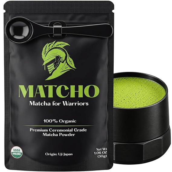 Matcho | Ceremonial Grade Matcha Powder Organic Japanese Matcha Green Tea Powder | Uji Matcha | Matcha Ceremonial Grade | USDA Organic | 30 Servings