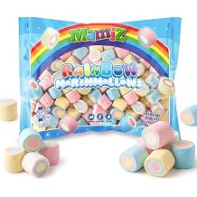 Mamiz Rainbow Marshmallows Soft and Fluffy Gluten-Free Gourmet Treats, Fat-Free and Nut-Free Colorful Marshmallow Candy for Party Favors, Baking, and Snacking, 5.29 oz 150g Bag