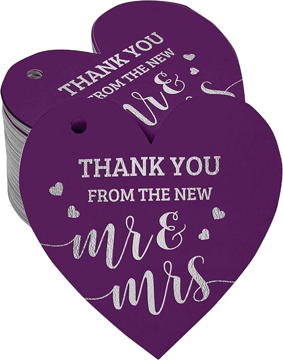 100 Pack Real Silver Foil Paper Tag Thank You from The New Wedding Favor Hang Tag