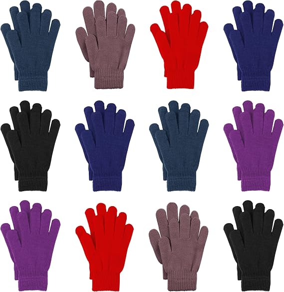 Cooraby 12 Pairs Winter Magic Gloves Stretchy Warm Knit Glove for Men Women