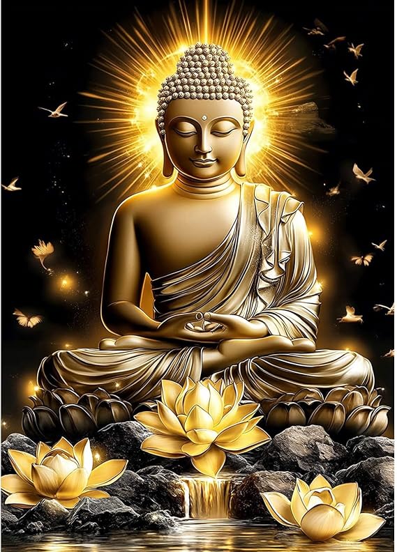 NEWENMO Buddha Diamonds Painting Kits for Adults Beginner, DIY 5D Flowers Diamond Art Paint with Round Diamonds, Full Drill Diamonds Art Painting Kit Perfect for Home Wall Decor 12x16 Inch